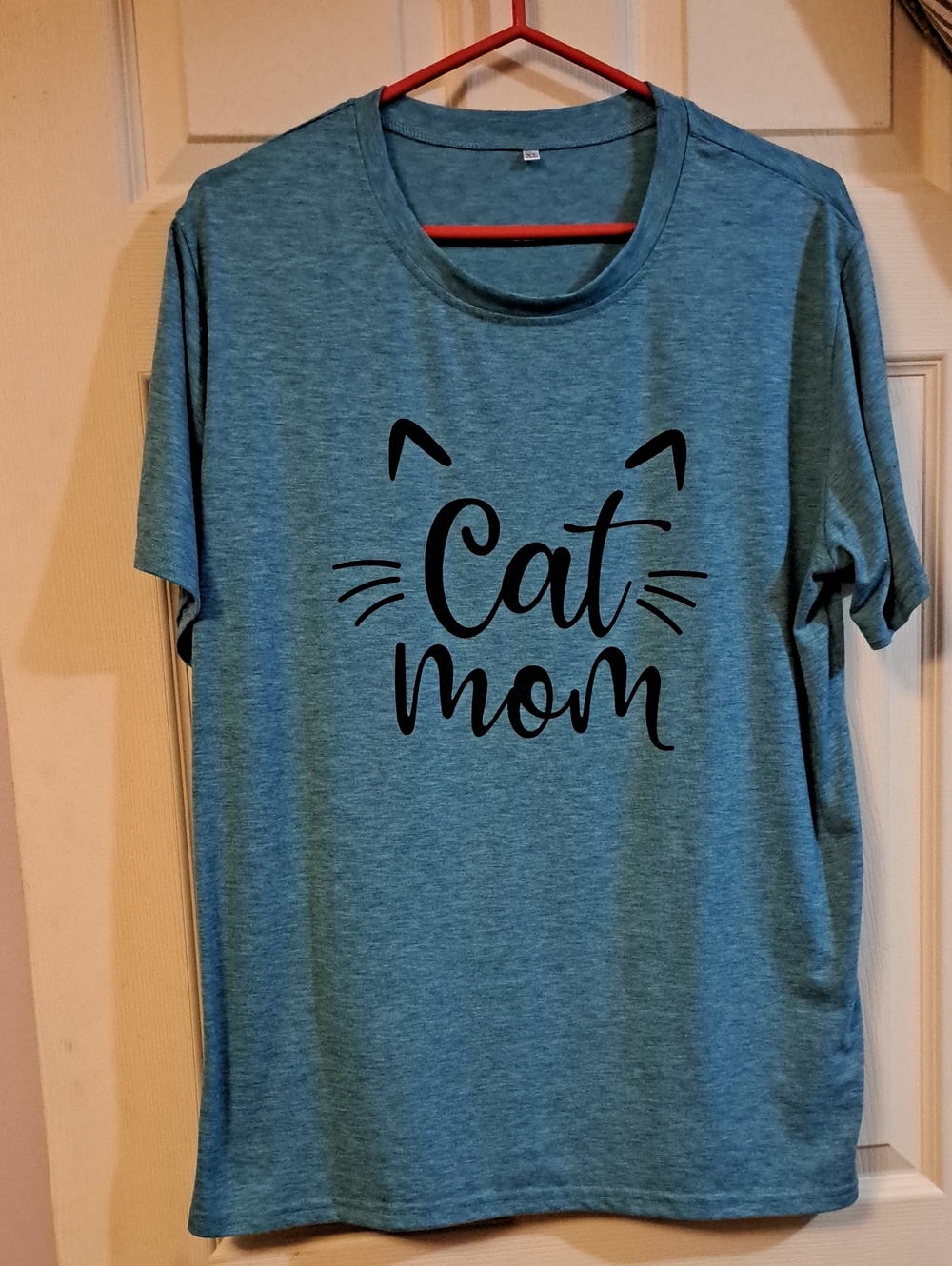 Source Unknown Teal Cat Mom Short Sleeve Tee